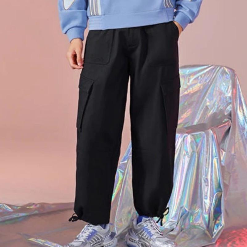 Li Ning Fashion Series Paris Fashion Week Loose Cuffed Casual Long Knit Sports Pants Men Pants Black AKXR123-1