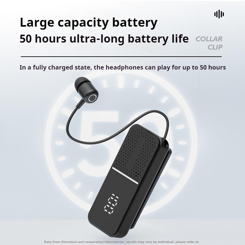 Lavalier Business Bluetooth 6.0 Headphones Talk/music 50H Play Time LED Display ENC Noice Cancelling Wireless Earphone Handsfree