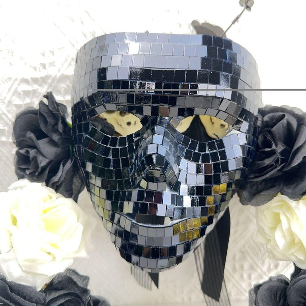 Männliche Erwachsene Ball Glitzer Spiegel Gesichtsmaske Maskerade Zuhause DJ Deko Ausgefallene Nachtclub Maske Karneval