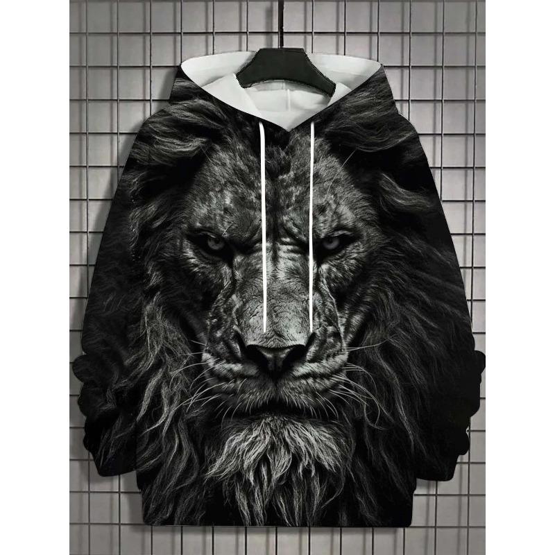 Men's Hoodie 3d Print Animal Lion Graphics Long Sleeve Hoodie Fashion Casual Autumn Unisex Tops Oversized Hooded Streetwear