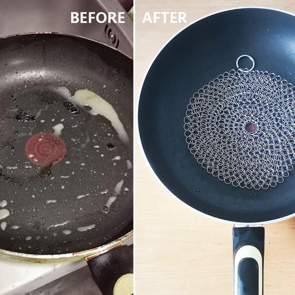 Reusable Kitchen Cleaning Ring Net 316 Stainless Steel Washing Net  Cleaning Brush