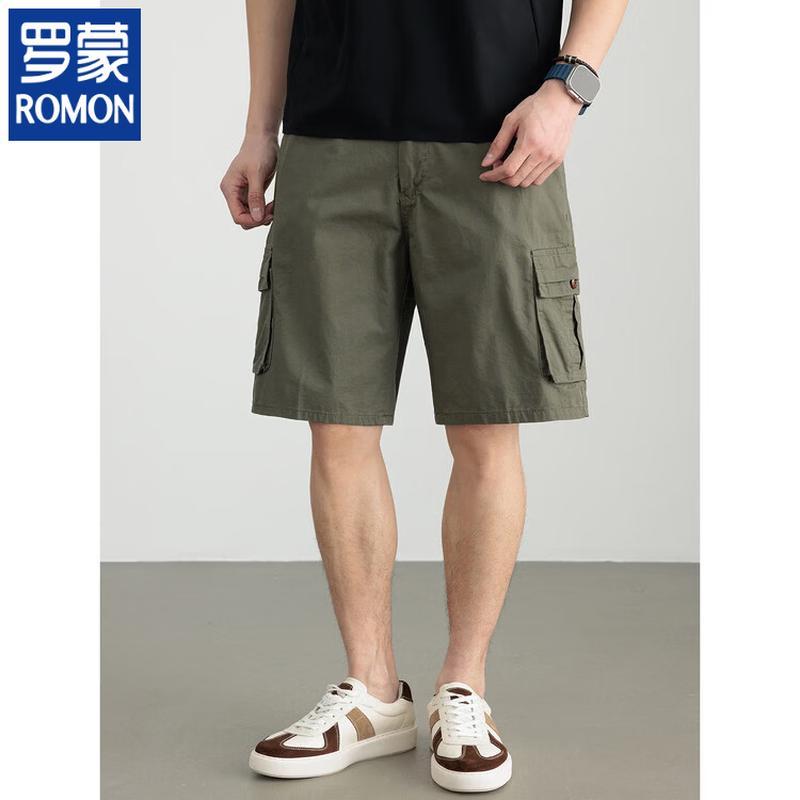 ROMON Men's 100% Cotton Casual Cargo Shorts
