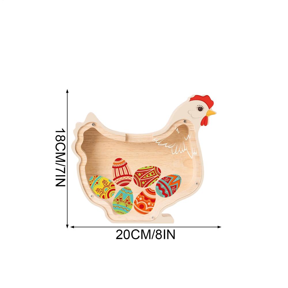Kids Wooden Chicken Piggy Bank Cute Money Bank Easter Savings Box Chicken Bunny Money Saving Box Piggy Bank Ornament