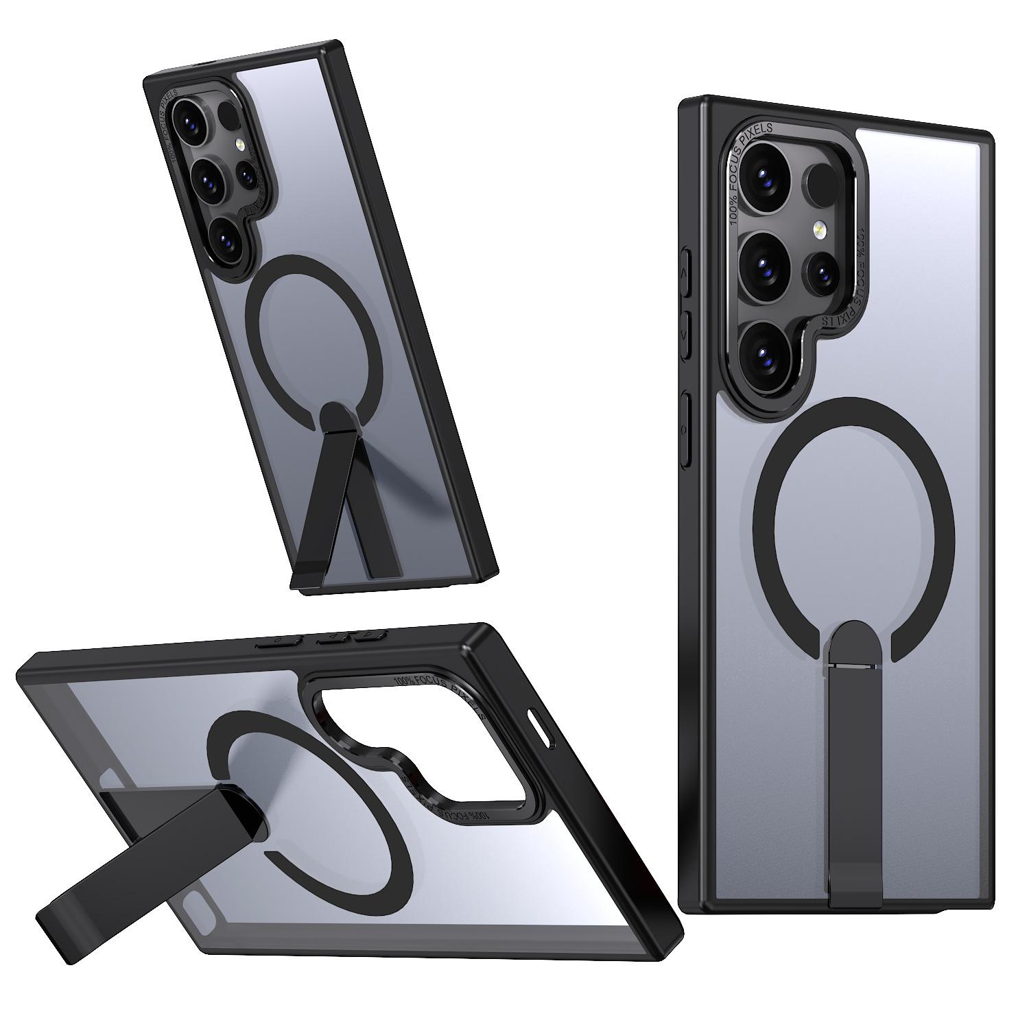 

For Samsung S25 Ultra Phone Case, Transparent Vertical Magnetic Bracket, All Inclusive Anti Drop M06/M16 Protective Case S23 Ultra / S22 Ultra