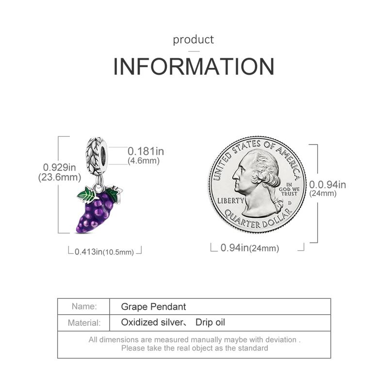 Lila Grapefruit AnhängerKupferbeschichtetOriginalperlen Passend fürOriginal-Charms Armbandperlen Schmuck Geschenke für Frauen
