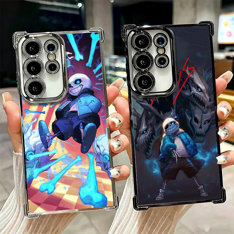 U-Undertale S-Sans Plating Phone Case For Samsung Galaxy S24 S25 FE S26 Edge S23 Ultra S22 S21 Plus S20 Anti-Fall Airabag Cover