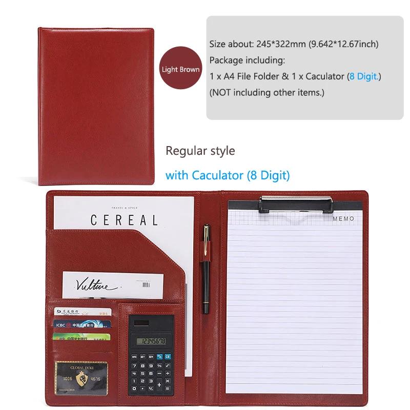 A4 Padfolio Man PU Padfolio File Folder Portfolio Business Document Holder Metal Clipboard Pad Document Organizer Holder Office