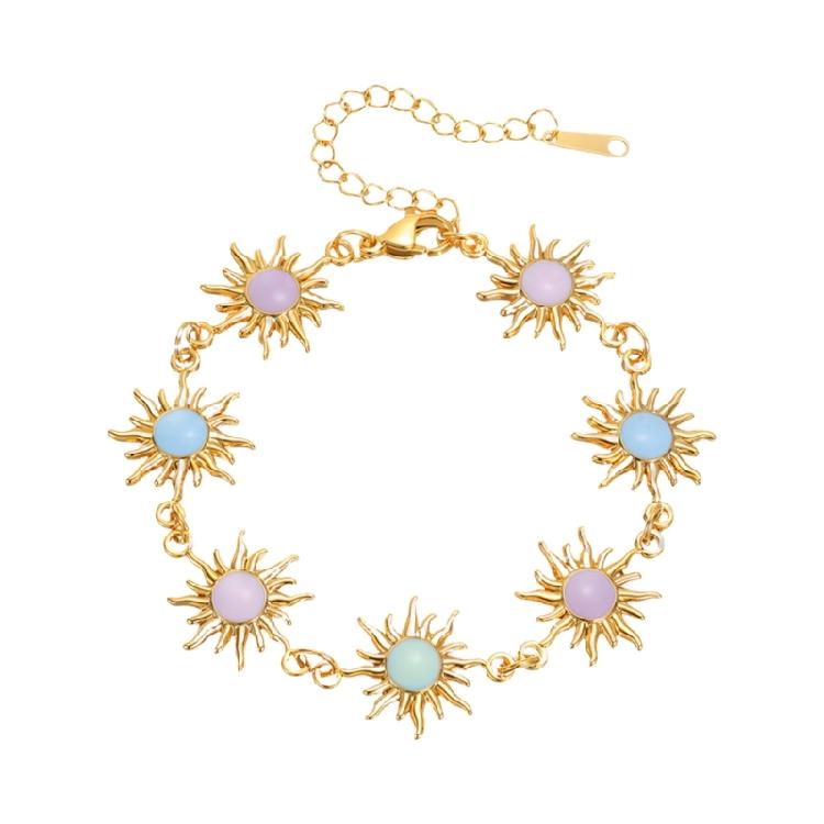 

Sunflower Theme Necklace Stylish Flower Jewelry Adjustable Chain Bracelet Stainless Steel Texture for Fashion Lovers