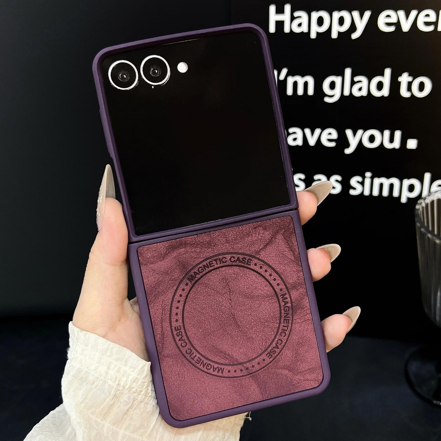 

Высококачественный деловой чехол-книжка из овчины с магнитом для Samsung Galaxy Z Flip 7 6 5 4 3, ретро защитная задняя крышка Galaxy Z Flip7