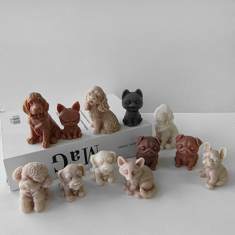 Animal Silicone Candle Mold DIY Anger Puppy Poodle Dog Labrador Retriever Gypsum Beeswax Mould Aromatherapy Candle Making Tool