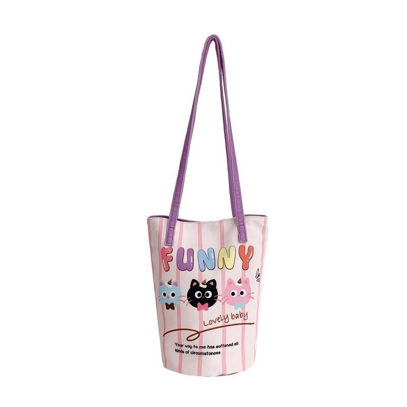 Cat Duffy Cartoon Animal Printed Children Shoulder Bag For Outings Daily