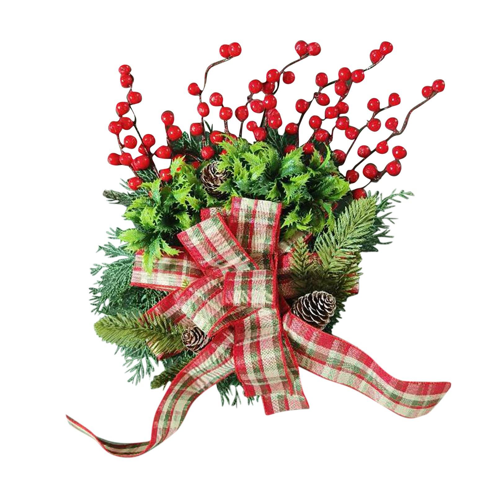 

Christmas Wreath Berry Wreath Handmade Flower Front Door Antique Wreath Flocking Mixed Decorations Christmas Decorations One Size