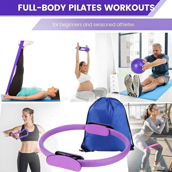 13Pcs/Set Yoga Fitness Kit with Pilates Ring Yoga Ring Ball Grip Socks Booty Band Figure 8 Resistance Band Stretching Belt Home Gym Fitness Equipment