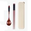 Convenient Travel Reusable Wooden Portable With Box Spoon Dinnerware Cutlery Set Chopsticks