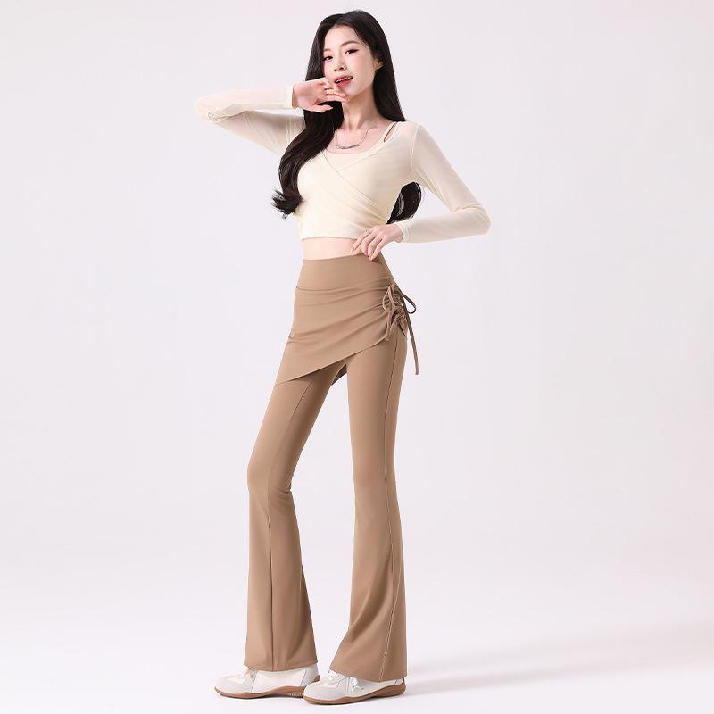 High-Waisted Pleated Flare Culottes Yoga Pants S