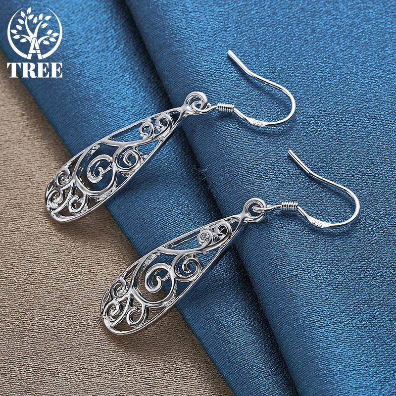 925 Sterling Silver Retro Geometric Drop Earring Jewelry