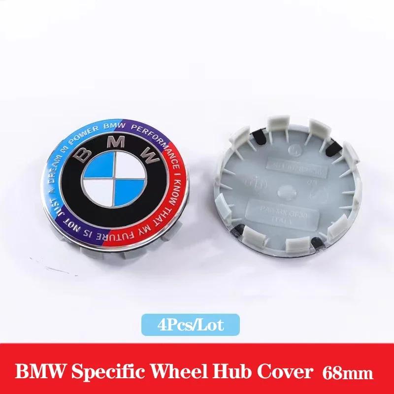 4 Stück 56/68mm Auto Radkappen Auto Radnabenabdeckung Radkappen Dekoration Zubehör für Für BMW 50. Jubiläum LOGO Abzeichen Emblem