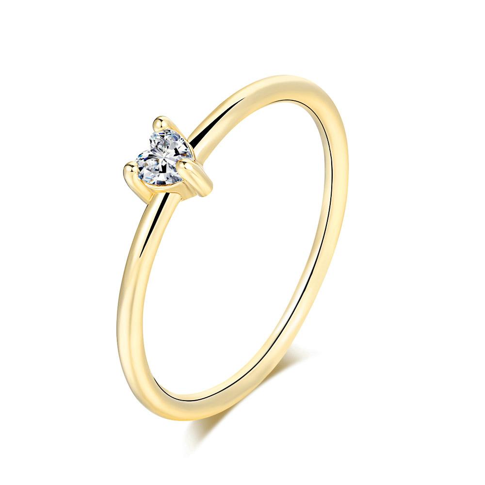 

ZHOUYANG Dainty Ring For Women Little Heart Thin Knuckle Ring AAA+CZ Light Yellow Gold Color Daily Fashion Jewelry KAR173 5