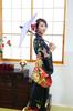 Cosplay Halloween Kimono Set Black Peony Black [Clear Stone] Women's Women's