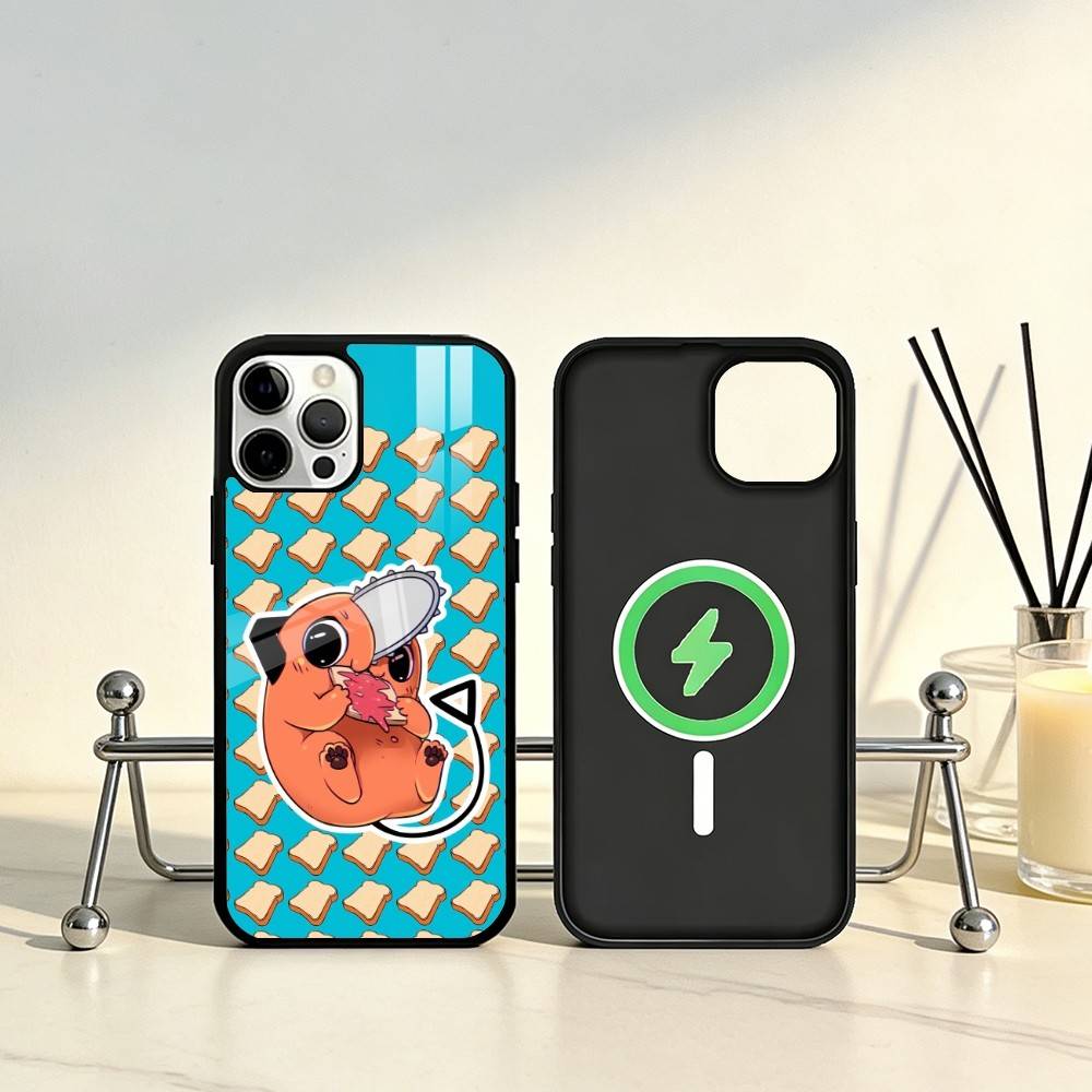 Anime P-Pochita Phone Case For iPhone17,16,15,14,13,12,11 Plus,Pro Max Magnetic For Magsafe Wireless Charging