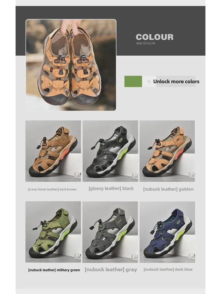 Men's Cross-Border Large Leather Outdoor River Sandals