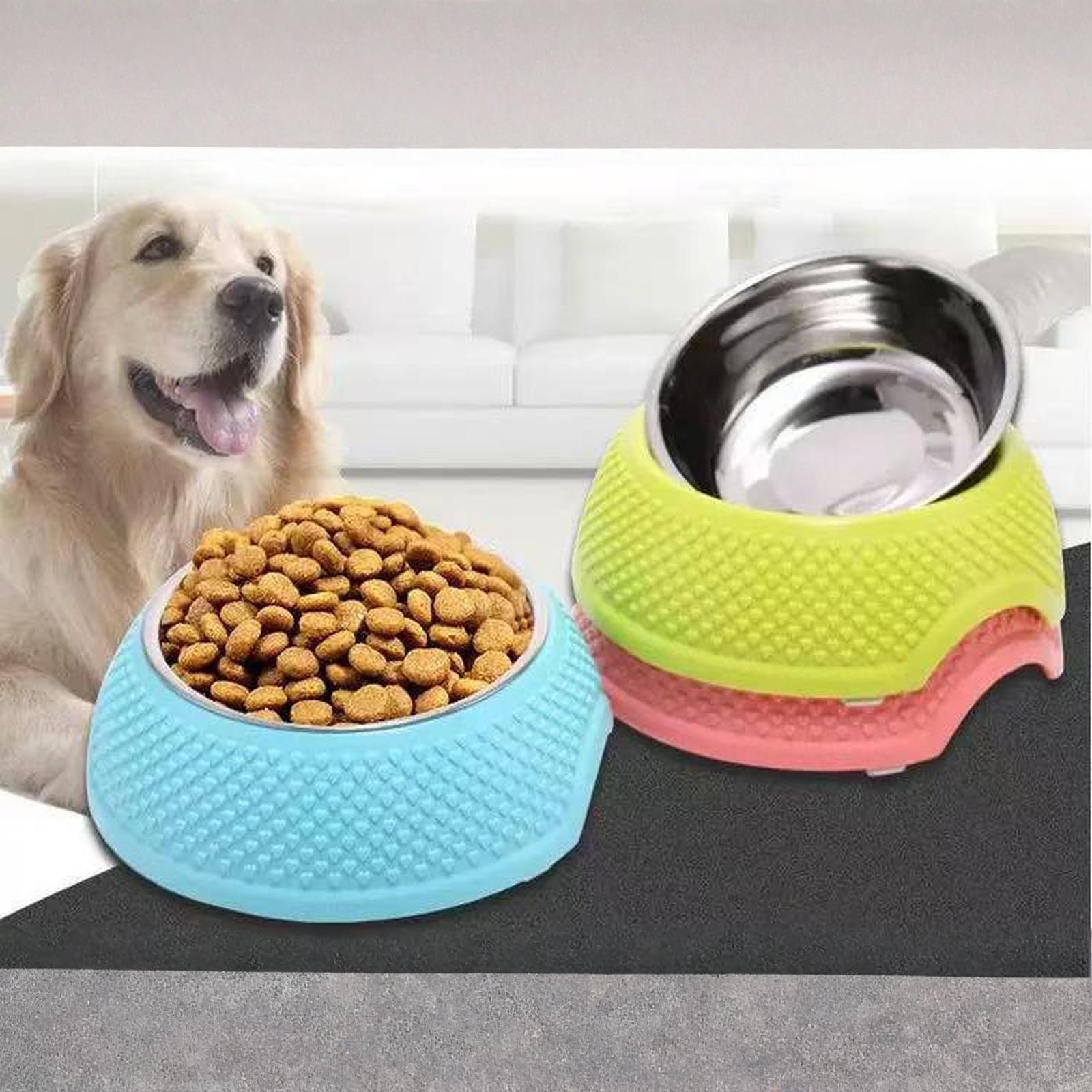 

Skrtuan Double Dog Bowls Premium Stainless Steel Pet Bowls with No- Stainless Steel Cute Modeling Pet Food Water for Feeder Dogs Cats and one size