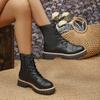 New Platform Mid-leg Boots Fall/Winter 2025 Casual British Style Side Zipper Martin Boots Women's Black