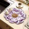 3D Flower Design Dish Draining Mat Water Absorbent Flower Countertop Mat  Bathroom