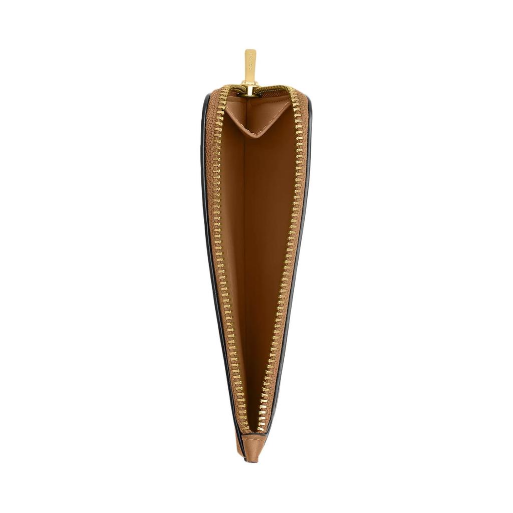 Coach 19 Gold Logo Zipper Closure Calfskin Card Case Women accessories Honey-Brown CZ112-B4T7J