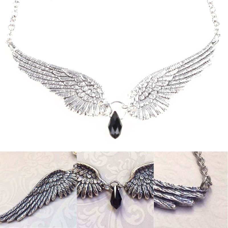Fashion Angel Wings Pendant Necklace Aesthetic Punk Jewelry Thick Chain Necklaces for Women Men Teen Girls Party Decor