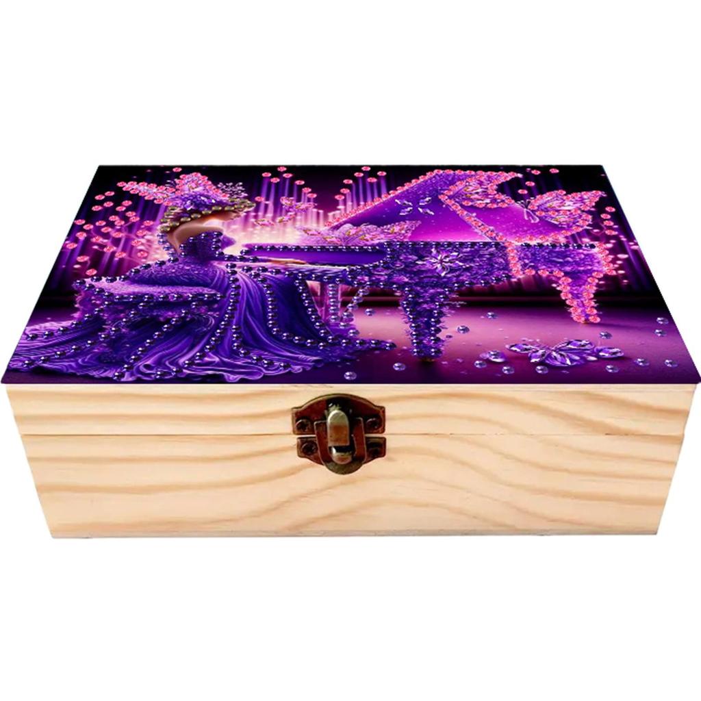 Drewniany Pudełko do Przechowywania Diamond Art DIY z Zamykaną Klamrą Pudełko do Przechowywania Obrazów Diamond Art Zestaw Prezent na Urodziny i Święta