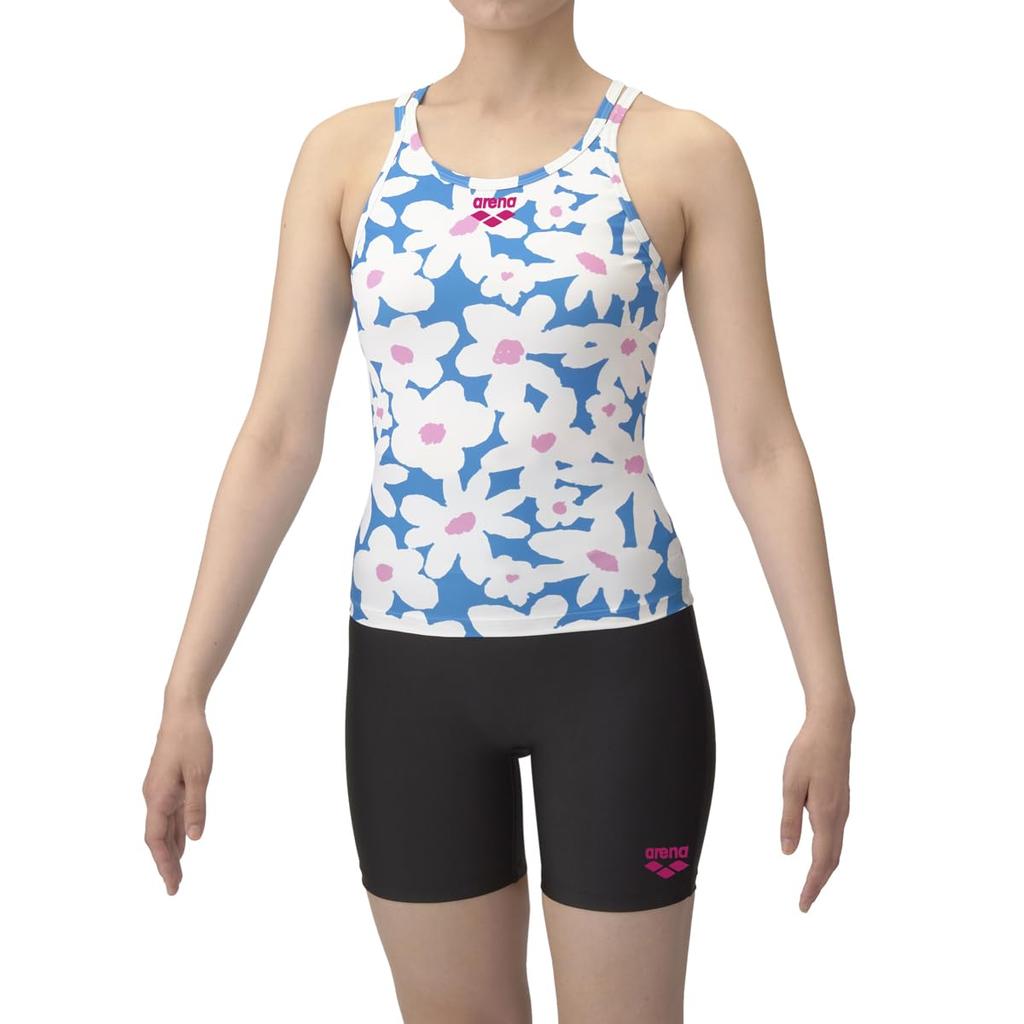 Swimsuit Fitness Separates Insertable Blue x Black SS [Arena] (Mid-Leg, Pads) Women's (BLBK)