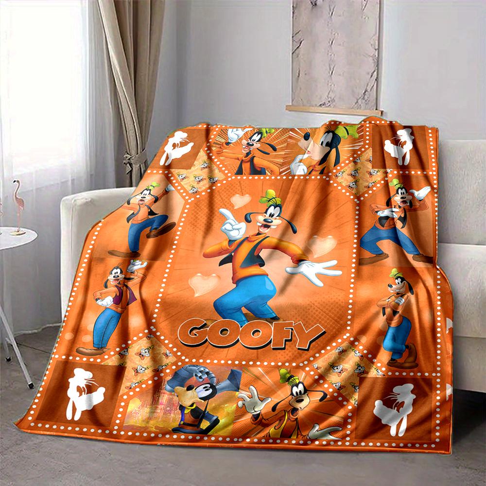 1Pc Goofy'S Adventures Orange Blanket Soft And Comfortable Casual Warm Camping Travel Christmas Halloween Xmas Gift M924197