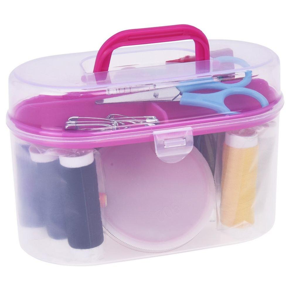 50-Piece Portable Sewing Kit with Plastic Storage Organizer