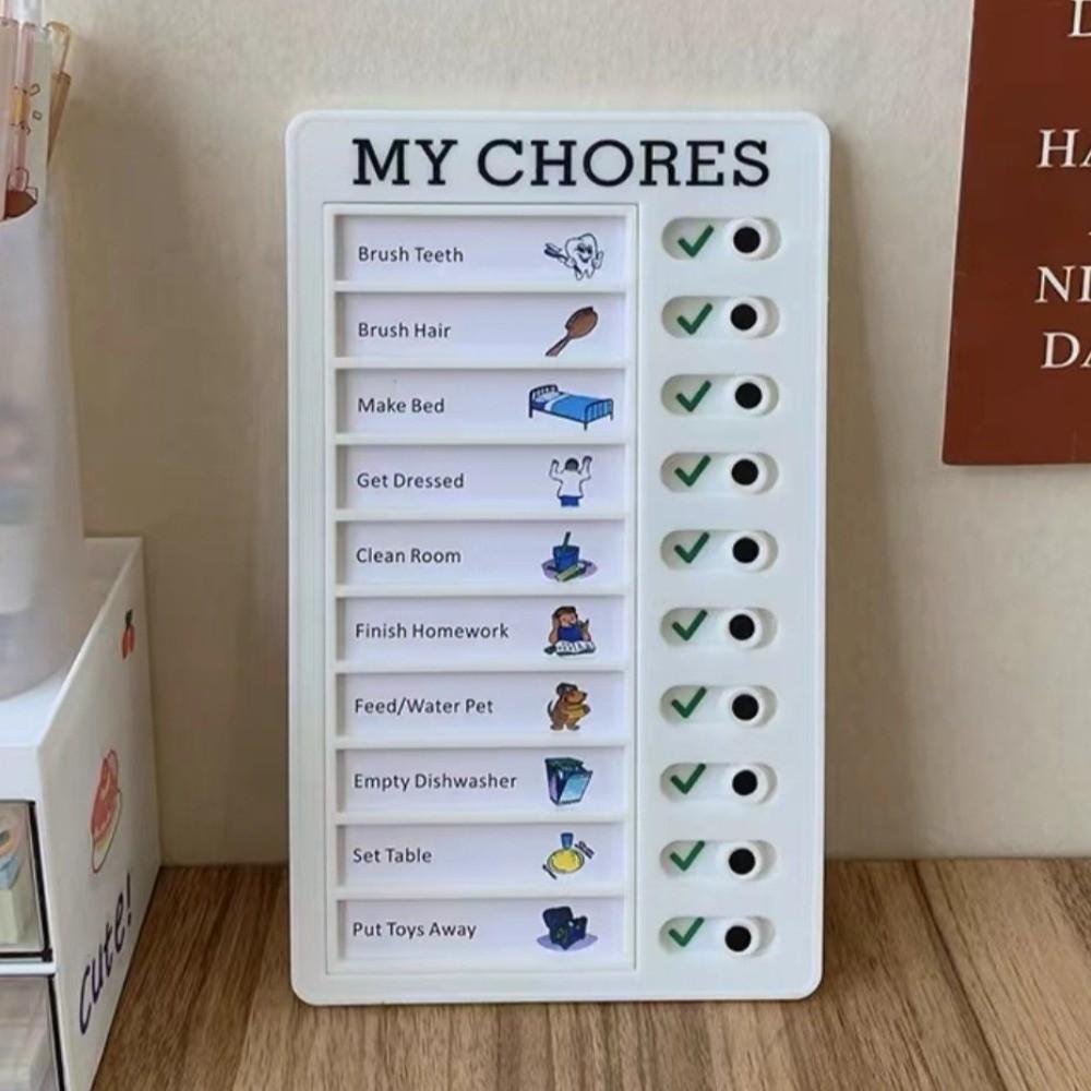 Plastic Chore Chart Sliding Type My Chores Checklist Board Durable Task Tracker Planner  Home Study