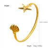Summer Beach Series Fashion Personality Cute Bohemian Style Stainless Steel Plated 18K Gold Starfish, Shell Bracelet Female
