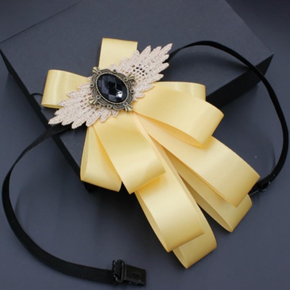 Fashion Faux Stone Men's Suit Lapel Flowers Alloy Polyester Bow Tie Necktie Neck Decoration Groom Formal Suit