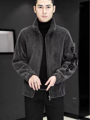 Men's Lambswool Lapel Short Leather Jacket - 300g, Thickened, Autumn/Winter, Plus Size, Trendy.