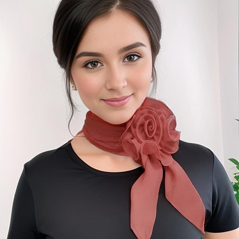 1PC Clothing Fashion Multi-purpose Outfit Elegant Adorn Long Silk Scarf Temperament Accessories Eye-catching Rose