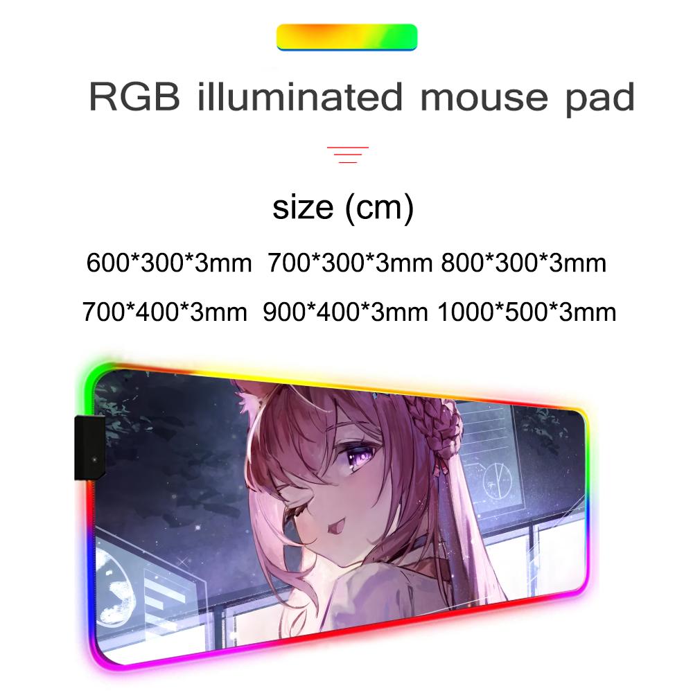 hakui koyori Mouse Pad RGB Gaming Mousepad Big LED Pad PC Desk Mat Luminous Mouse Pad Large Keyboard Mats Table Rug With Backlit