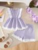 Hot-Selling Baby Girl Striped Lace Short-Sleeve Set
