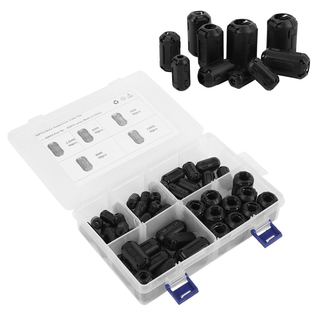 50pcs Noise Suppressor Filter Clip Type AntiInterference for Car RV Audio Cable Power Cord