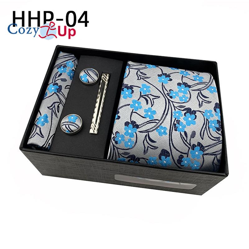 Cozy Up 6 Pieces Set Paisley Men's Tie Including Tie Square Scarf Cuff Tie Clip Gift Box