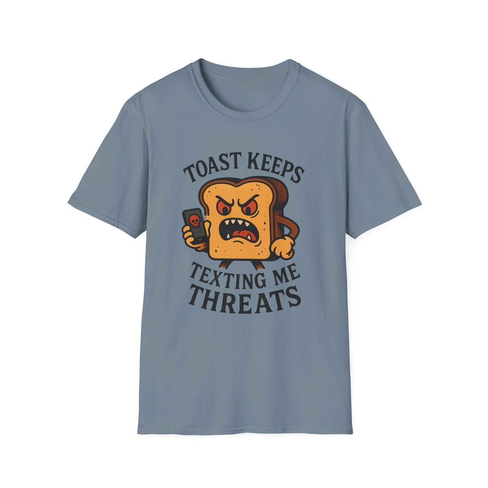 Unisex Softstyle T-Shirt Mens Womens Tees Top Angry Toast Meme Graphic Funny Surreal Threat Humor XL
