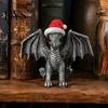 Detailed Dragon Ornament Santa Hat Figurine Ornament, Retro Resin Christmas Ornaments Decoration, Distressed Statue for Desktop Tree Decor Fantasy