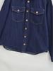 European Retro Dark Blue Denim Shirt for Women - Early Spring 2026 Fashion, Loose Fit with Lapel Collar.