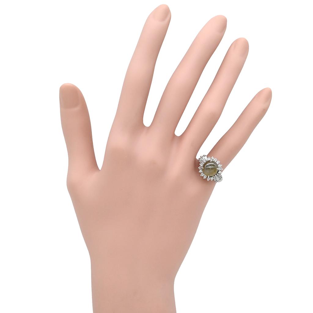 NON BRAND - Chrysoberyl Cat's Eye DiamondRing ring Pt900/Chrysobell Cat's Eye #7.5(JP Size) Array