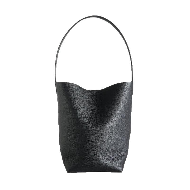 Haute couture first layer cowhide bucket bag women's large capacity full leather fashion portable shoulder bag underarm bag