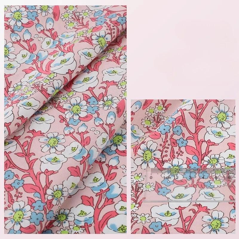 Wide 145cm Pastoral Flower Summer Poplin Cotton Fabric for DIY Children's Clothing Cloth Making Bedding Quilt Decoration Home