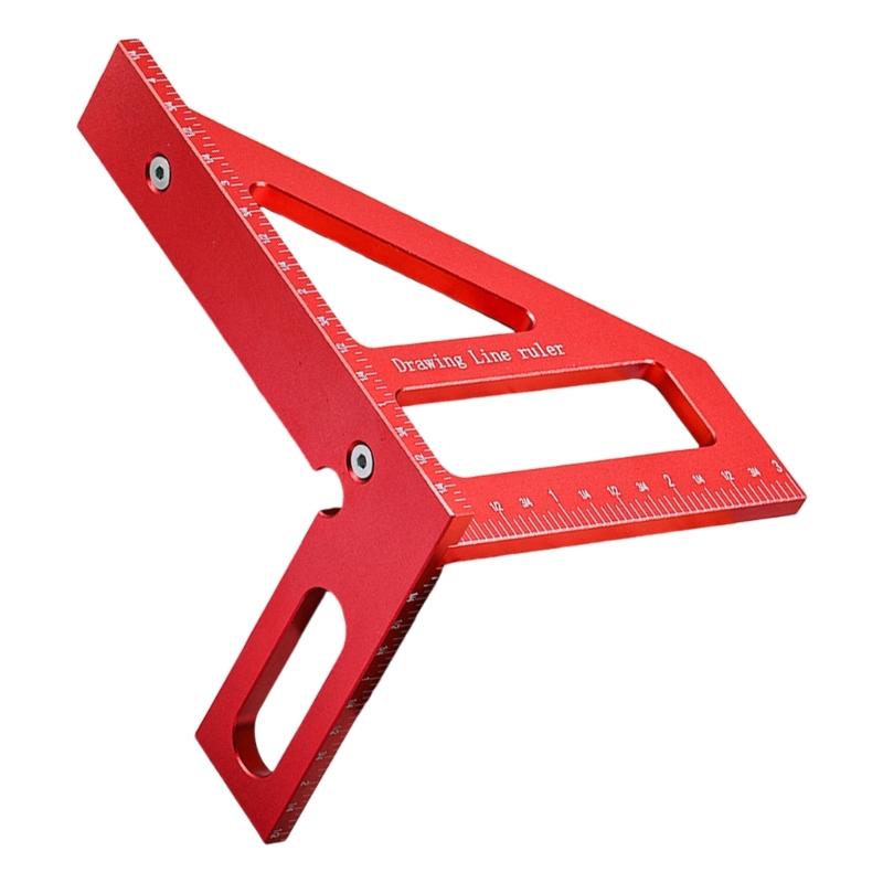 652F Double Scale Aluminum Triangles Ruler Square Angles Finders 45 90 Degree for Carpentry Woodworking Accurate Measurements